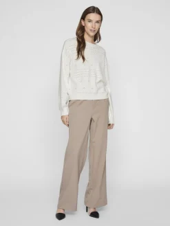 VIRIL L/S O-NECK POINTELLE KNIT TOP