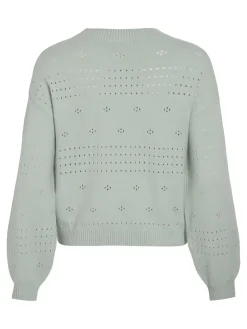 VIRIL L/S O-NECK POINTELLE KNIT TOP