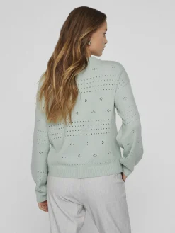 VIRIL L/S O-NECK POINTELLE KNIT TOP