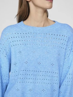 VIRIL L/S O-NECK POINTELLE KNIT TOP