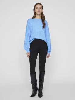 VIRIL L/S O-NECK POINTELLE KNIT TOP