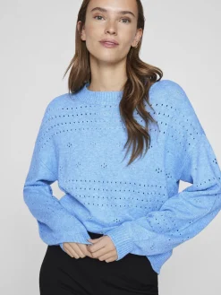 VIRIL L/S O-NECK POINTELLE KNIT TOP