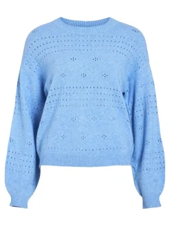 VIRIL L/S O-NECK POINTELLE KNIT TOP