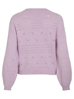 VIRIL L/S O-NECK POINTELLE KNIT TOP