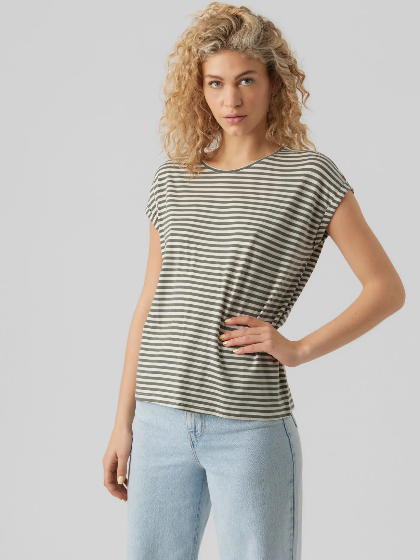 VMAVA PLAIN SS TOP STRIPE GA JRS N