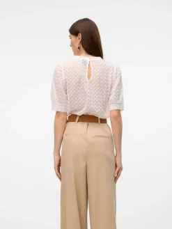 VMBECCA LACE SS O-NECK TOP JRS GA N