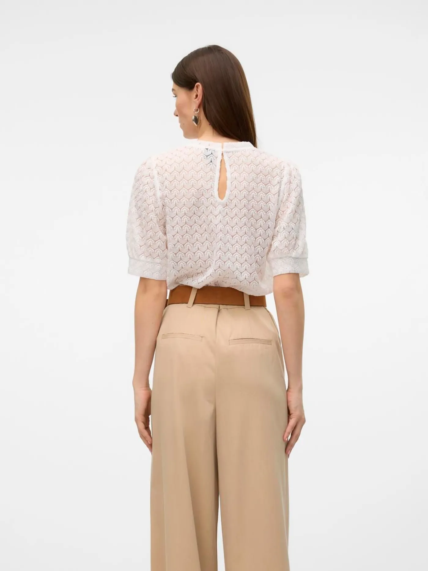 VMBECCA LACE SS O-NECK TOP JRS GA N