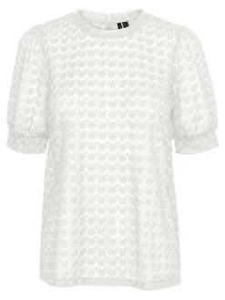 VMBECCA LACE SS O-NECK TOP JRS GA N