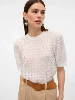 VMBECCA LACE SS O-NECK TOP JRS GA N