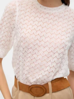 VMBECCA LACE SS O-NECK TOP JRS GA N