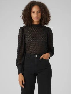 VMBECCA LS HIGH NECK LACE TOP JRS N