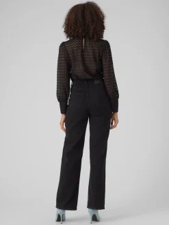 VMBECCA LS HIGH NECK LACE TOP JRS N