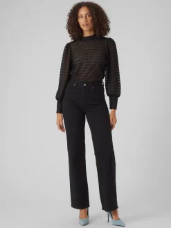 VMBECCA LS HIGH NECK LACE TOP JRS N