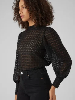 VMBECCA LS HIGH NECK LACE TOP JRS N