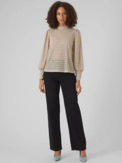 VMBECCA LS HIGH NECK LACE TOP JRS N