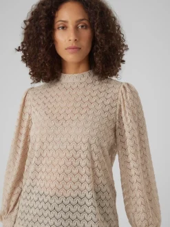 VMBECCA LS HIGH NECK LACE TOP JRS N