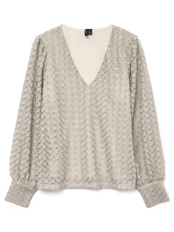 VMBECCA LS V-NECK LACE TOP JRS NOOS