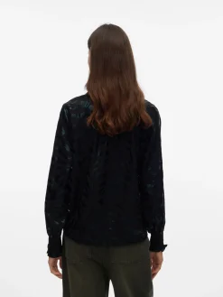 VMCARLA FOIL L/S V-NECK TOP WVN GA