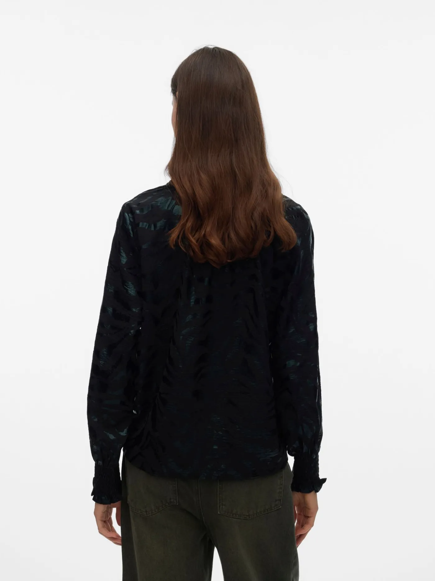 VMCARLA FOIL L/S V-NECK TOP WVN GA