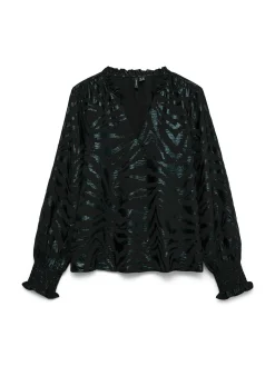 VMCARLA FOIL L/S V-NECK TOP WVN GA