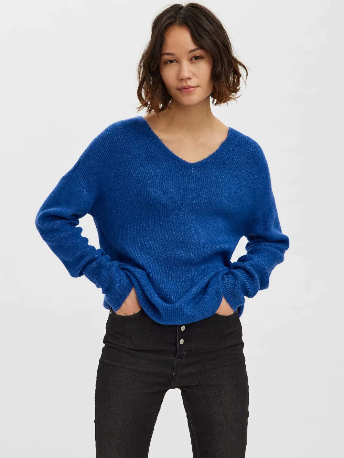 VMCREWLEFILE LS V-NECK BLOUSE NOOS