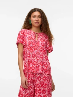 VMDALGA S/S V-NECK TOP WVN BTQ