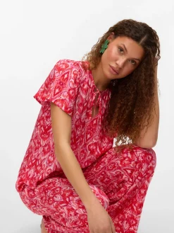 VMDALGA S/S V-NECK TOP WVN BTQ