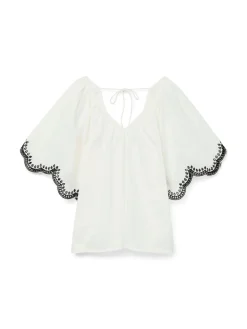 VMDIANA 2/4 V-NECK TOP WVN BTQ