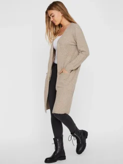 VMDOFFY LS LONG OPEN CARDIGAN GA NO - Black/MELANG