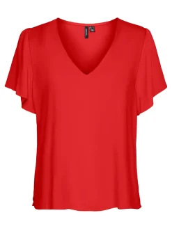 VMEASY JOY V-NECK SS BLOUSE WVN GA