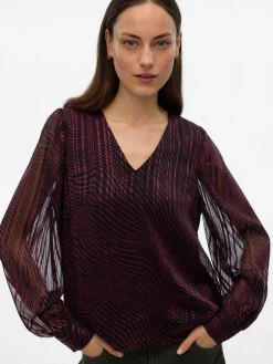 VMGEBRA GEDNA LS V-NECK TOP WVN BTQ