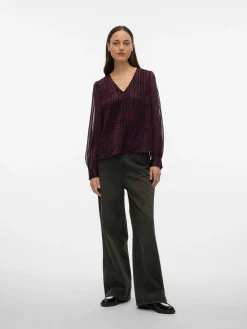 VMGEBRA GEDNA LS V-NECK TOP WVN BTQ