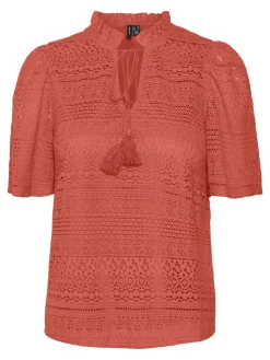 VMHONEY LACE S/S TASSEL TOP WVN GA