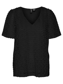 VMISOLDE S/S V-NECK TOP WVN BTQ