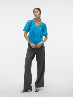 VMKAFFA S/S V-NECK TOP WVN BTQ