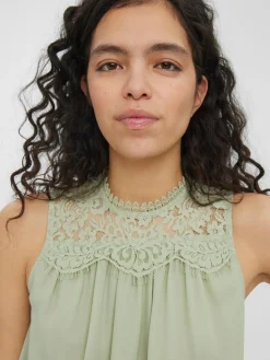 VMMAPLE SL LACE NECK TOP GA  NOOS - Desert Sage