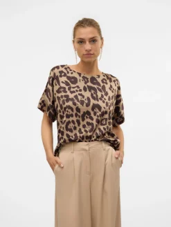 VMMERLE 2/4 O-NECK TOP AOP WVN GA