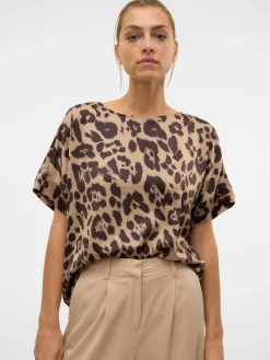 VMMERLE 2/4 O-NECK TOP AOP WVN GA