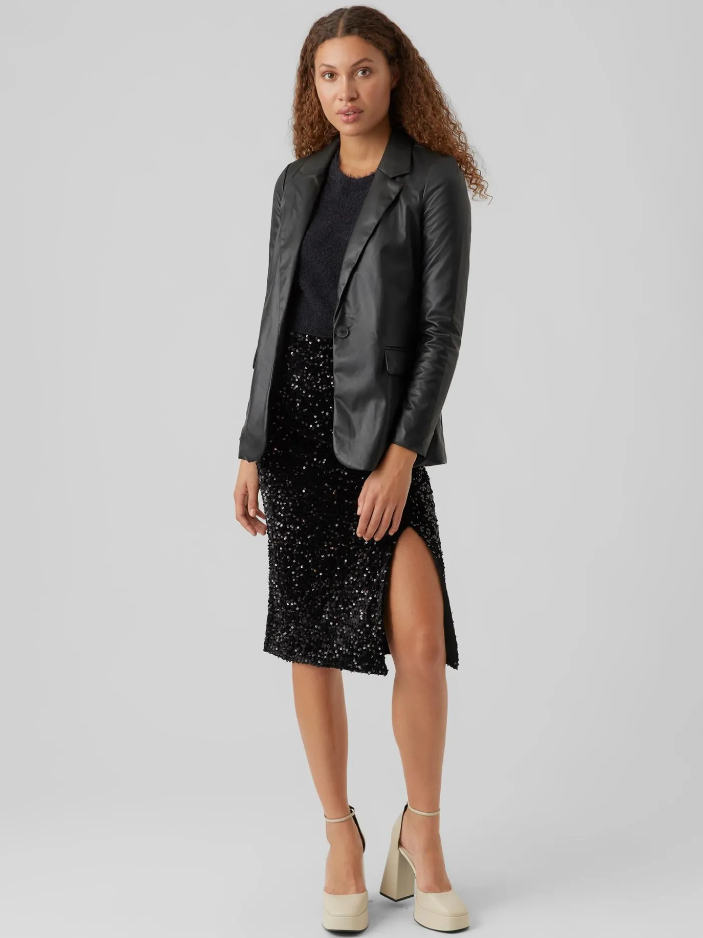 VMOLYMPIA LS SINGLE LOOSE PL BLAZER - Black