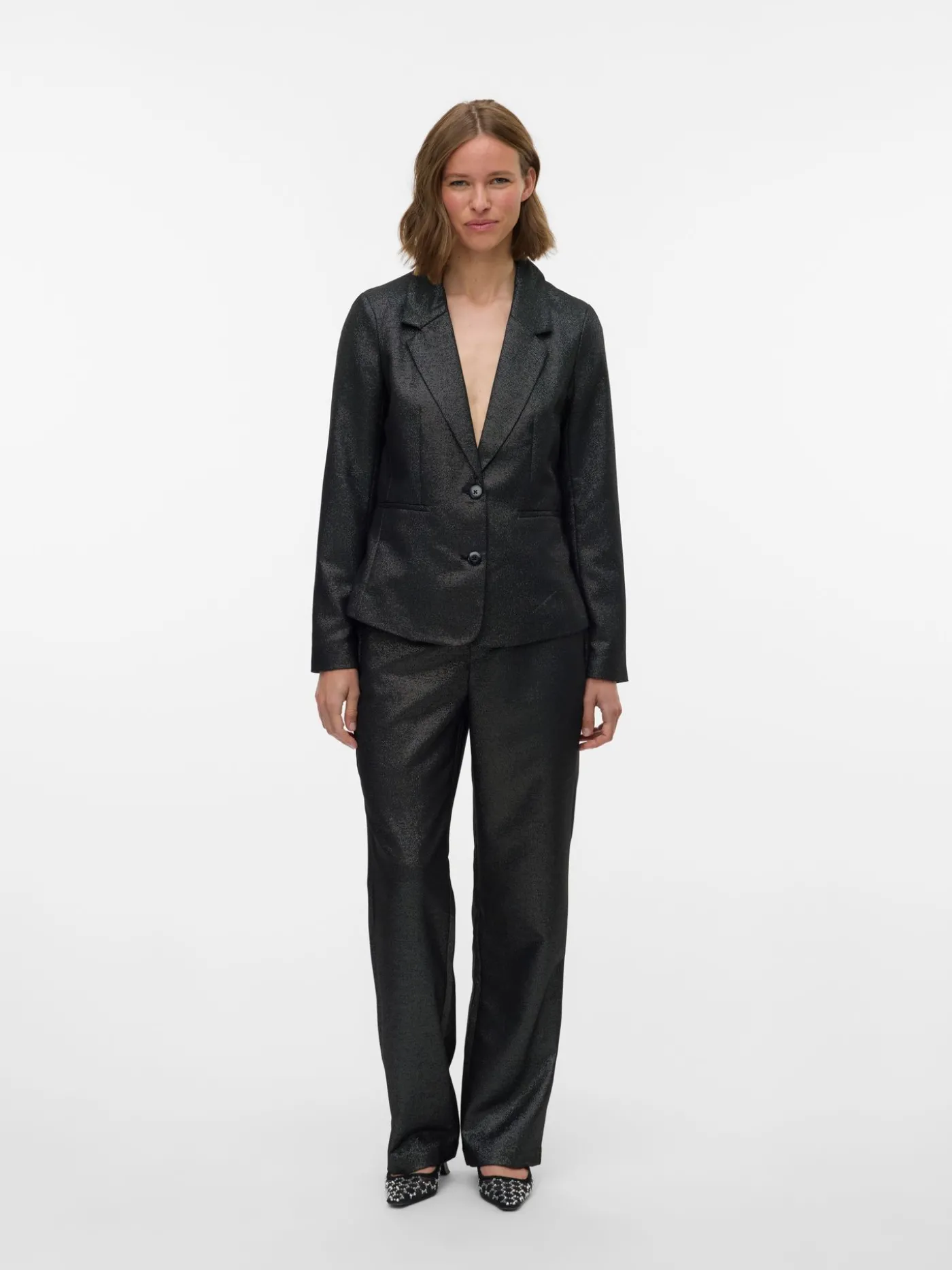 VMSAFINA LS FITTED SHINY BLAZER