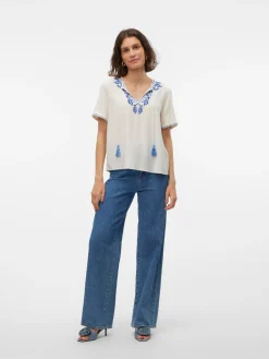 VMSVELLA S/S V-NECK TOP WVN EXP GA