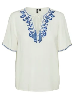 VMSVELLA S/S V-NECK TOP WVN EXP GA