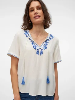 VMSVELLA S/S V-NECK TOP WVN EXP GA