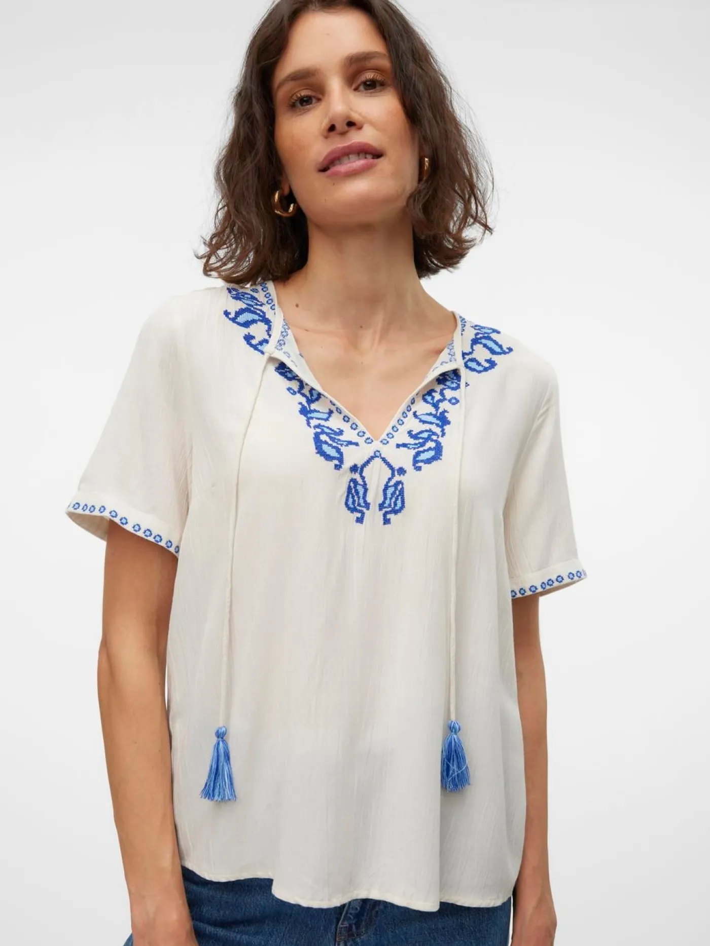 VMSVELLA S/S V-NECK TOP WVN EXP GA