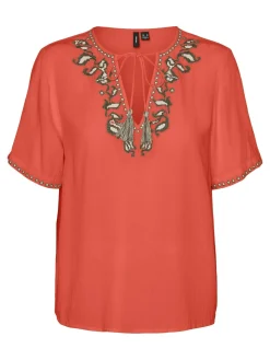 VMSVELLA S/S V-NECK TOP WVN EXP GA