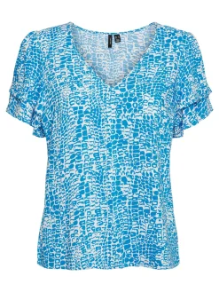 VMULIPPA S/S V-NECK TOP WVN BTQ