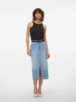 VMVERI HR CALF DENIM SKIRT GA MIX N