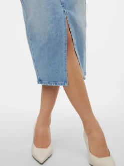 VMVERI HR CALF DENIM SKIRT GA MIX N