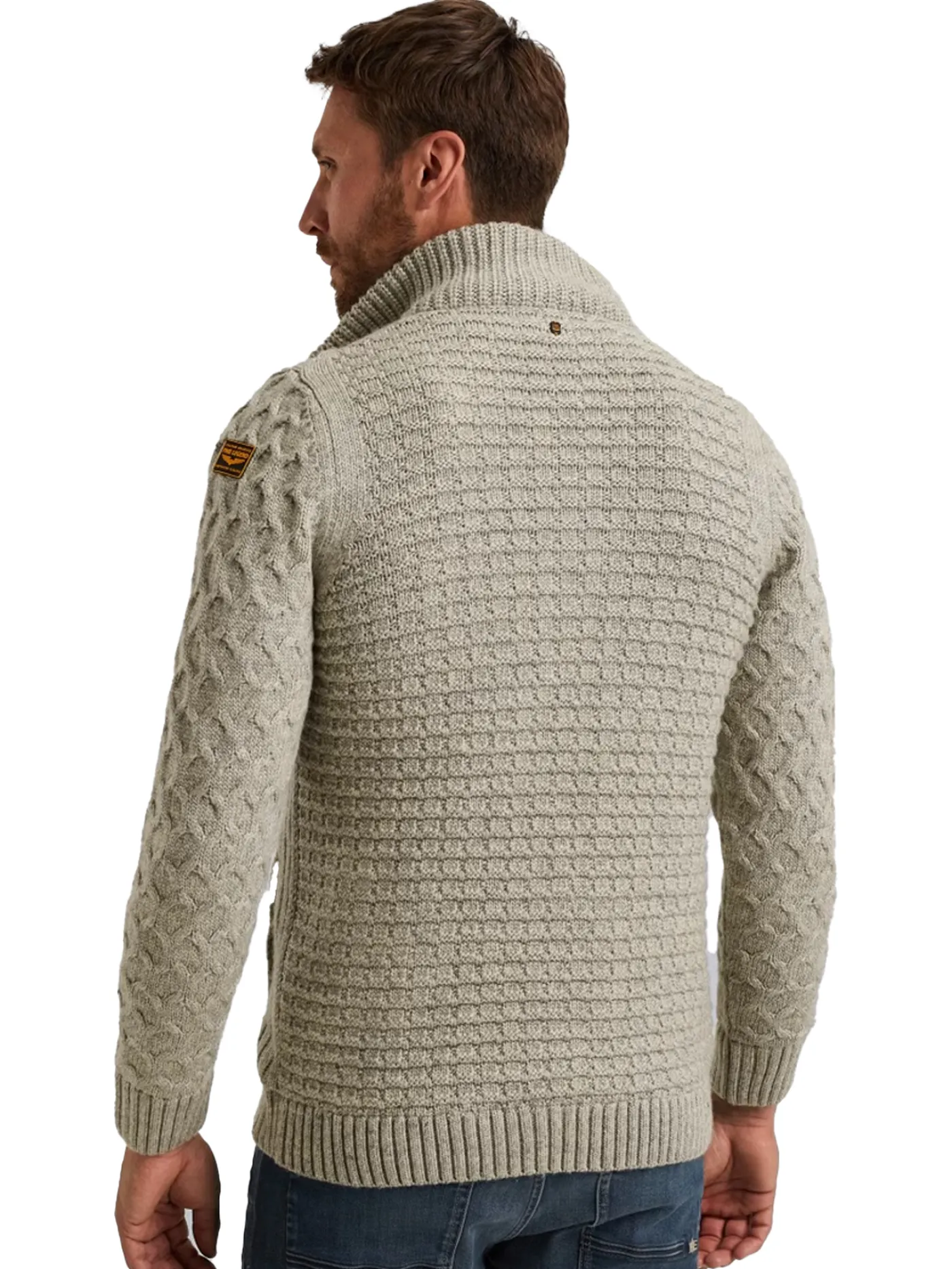 Zip jacket heavy knit mixed yarn