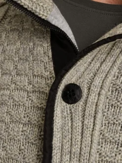 Zip jacket heavy knit mixed yarn